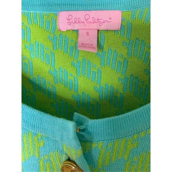 Lilly Pulitzer Donnie 100% cotton sweater cardigan houndstooth women's small - Picture 3 of 5